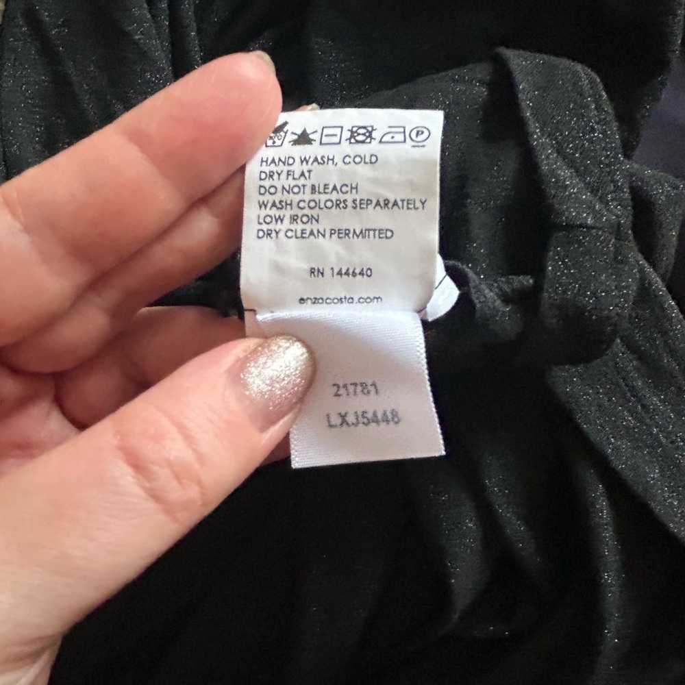 NWOT Enza Costa Lurex Jersey Slash Mini Dress in Black - Picture 9 of 10